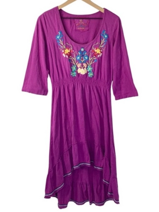 Johnny Was Dresses & Skirts - Johnny Was Purple Embroidered Scoop-Neck Midi Dress
